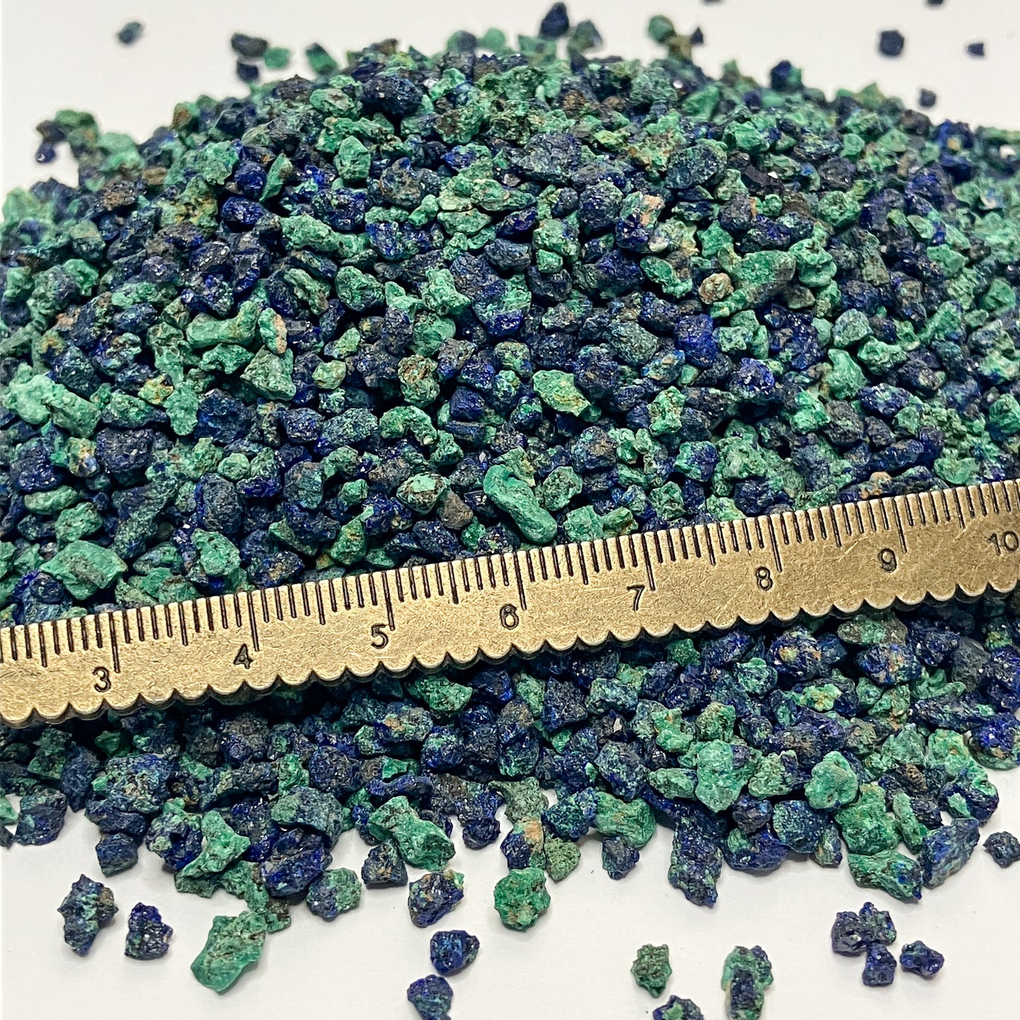 Crushed Azurite + Malachite Chips, Small Batch, Coarse Crush, Gravel Size, 4mm - 2mm