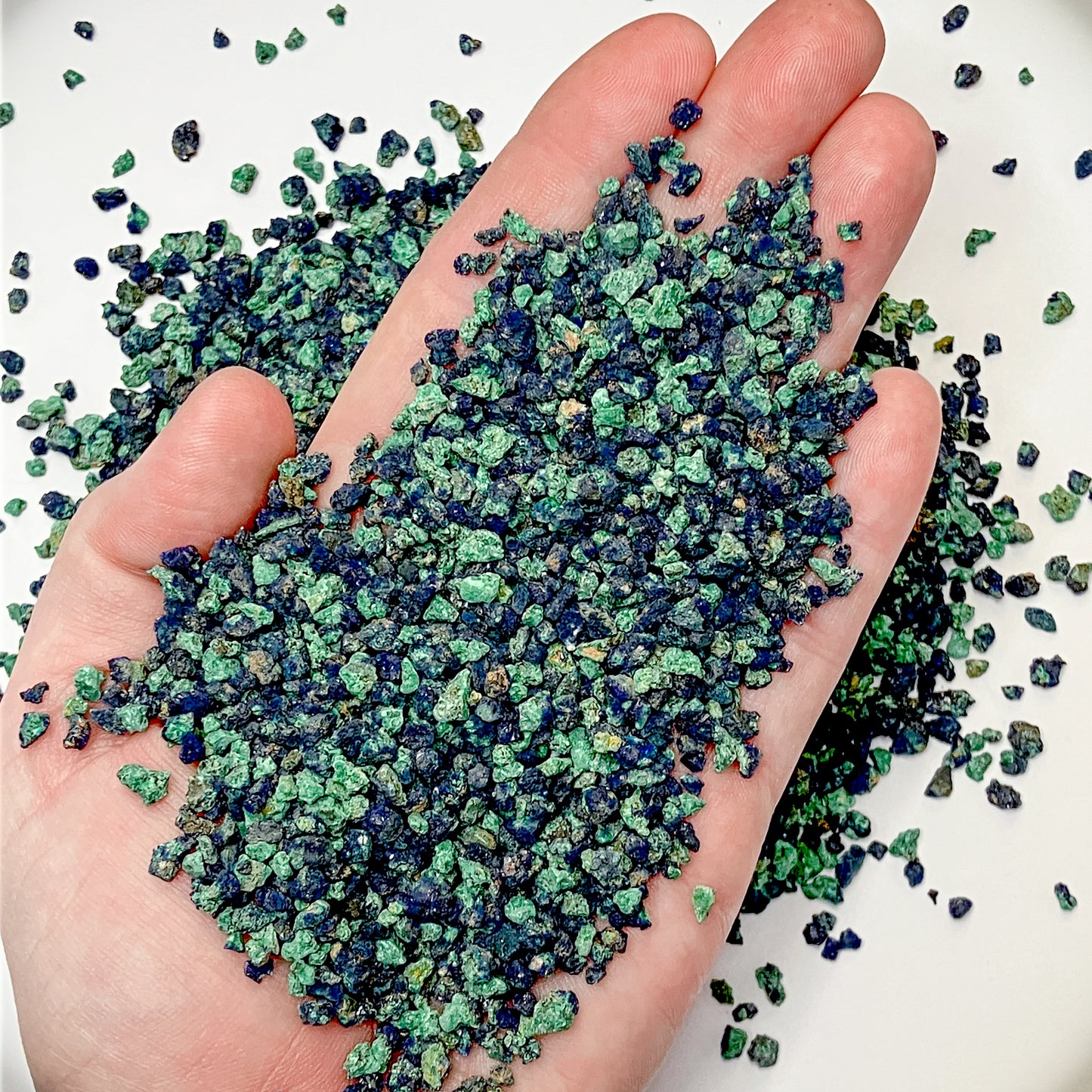 Crushed Azurite + Malachite Chips, Small Batch, Coarse Crush, Gravel Size, 4mm - 2mm