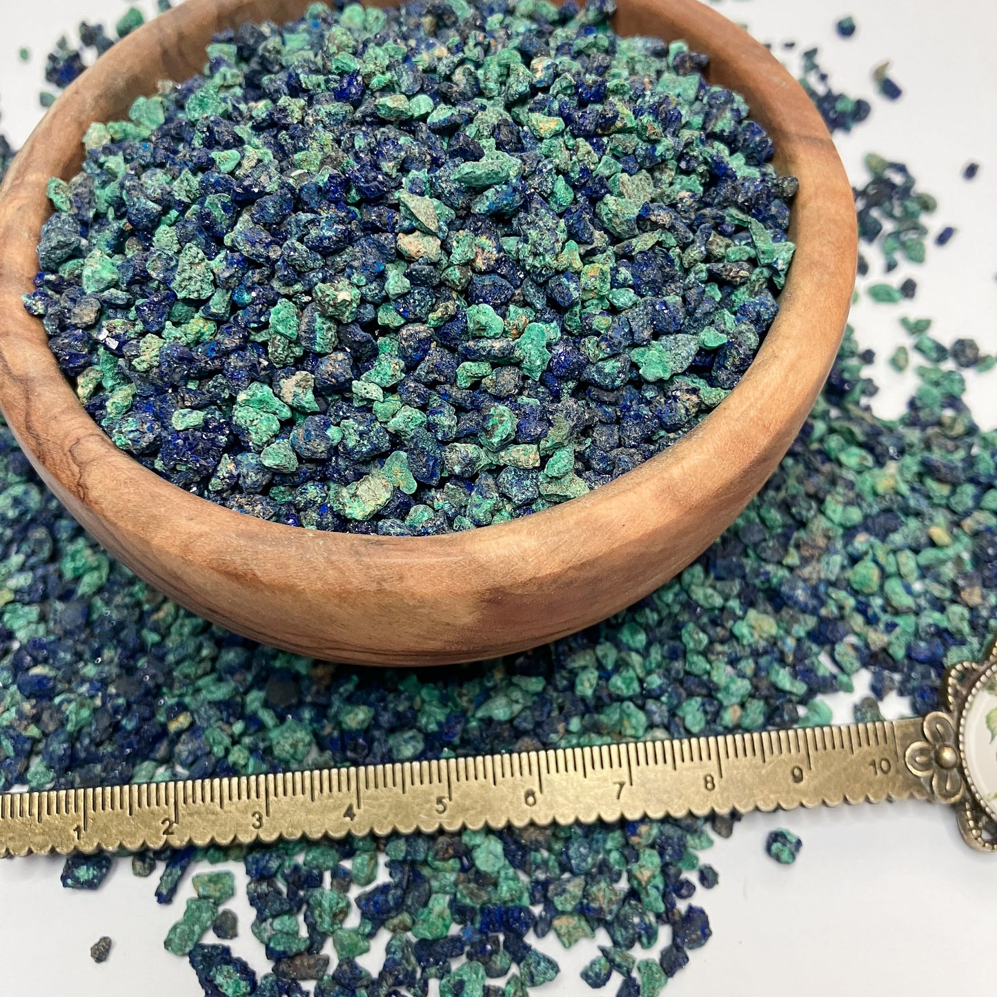 Crushed Azurite + Malachite Chips, Small Batch, Coarse Crush, Gravel Size, 4mm - 2mm