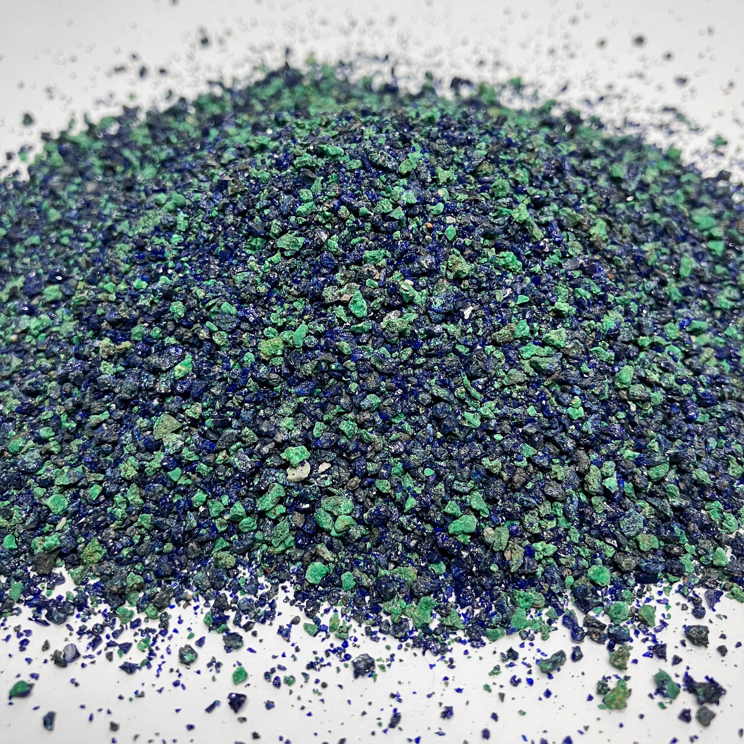 Crushed PREMIUM Azurite and Malachite Sand from China, Small Batch, Medium Crush (0.25mm-2mm) for Woodworking and Ring Inlay, Sand Jewelry