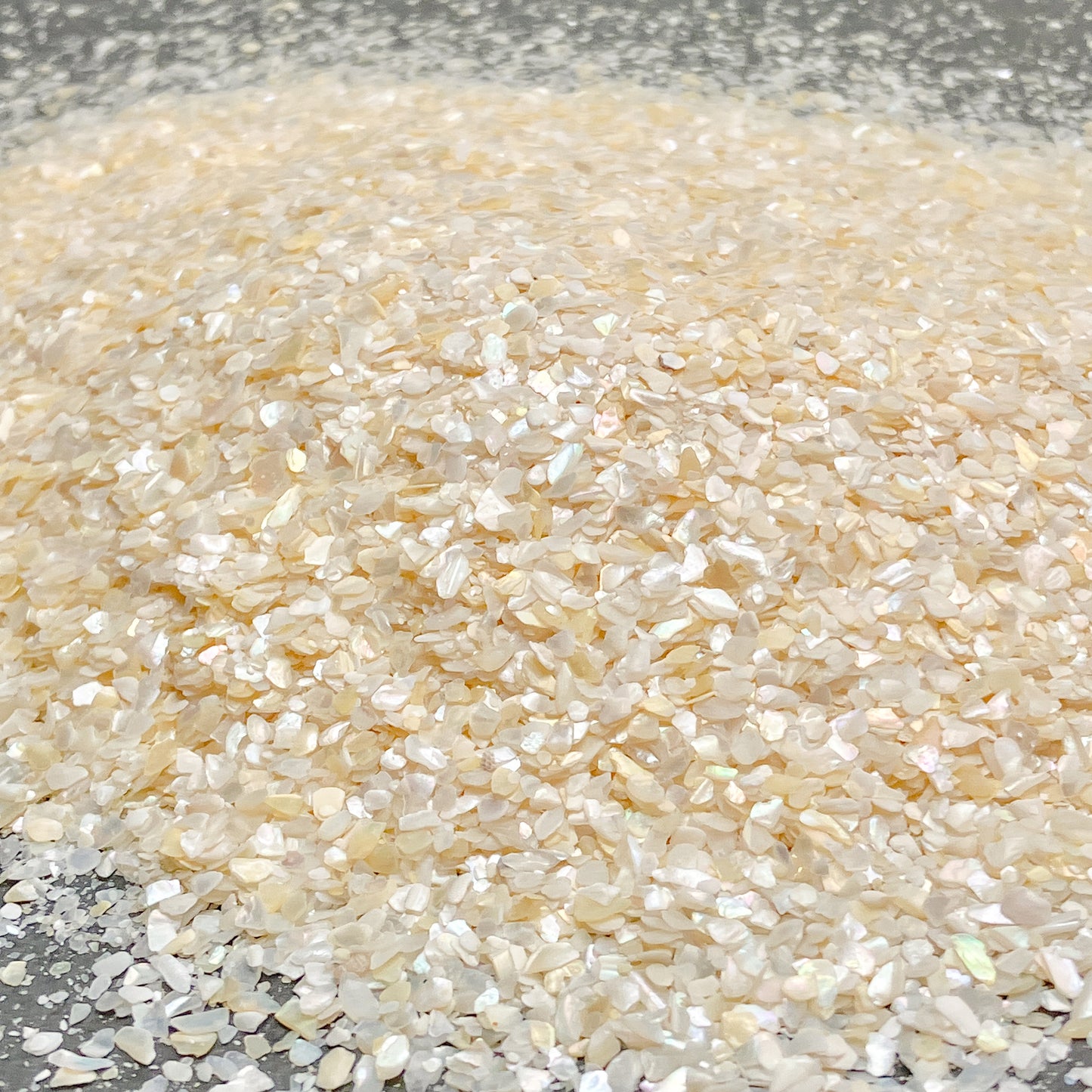 Crushed Creamy White Mother of Pearl, Medium Crush, Sand Size, 2mm - 0.25mm