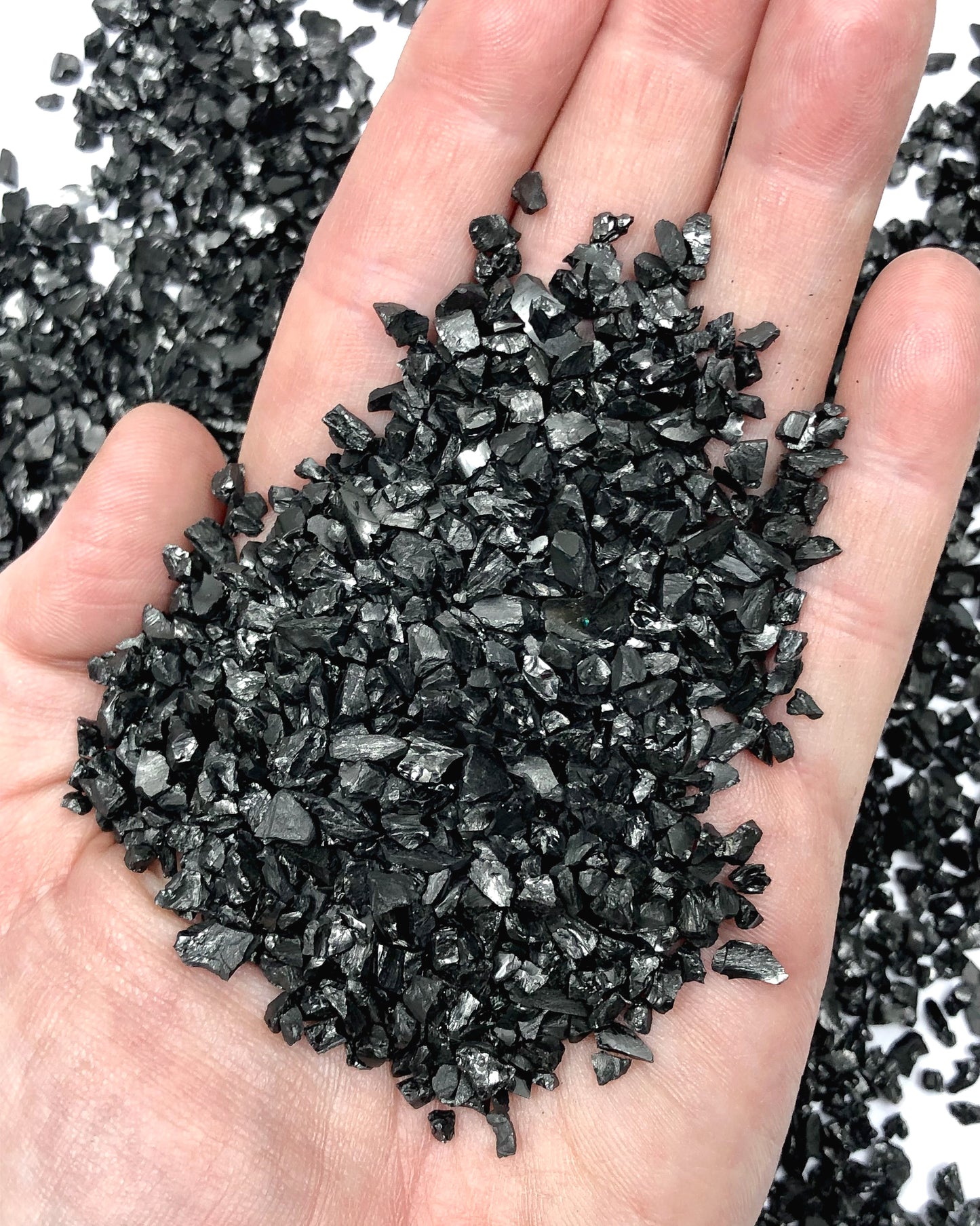 Crushed Black Jet from The United States, Coarse Crush, Gravel Size, 4mm - 2mm