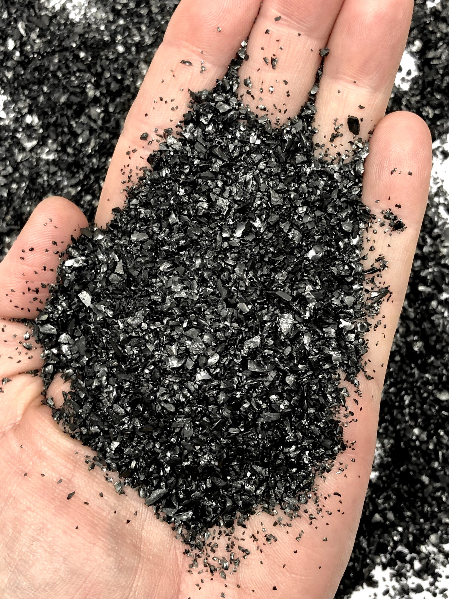 Crushed Black Jet from The United States, Medium Crush, Sand Size, 2mm - 0.25mm