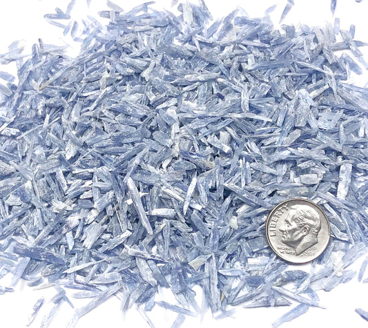 Crushed Blue Kyanite (Grade A) from Brazil, Coarse Crush, Gravel Size, 4mm - 2mm in Width, 2cm - 0.5cm in Length