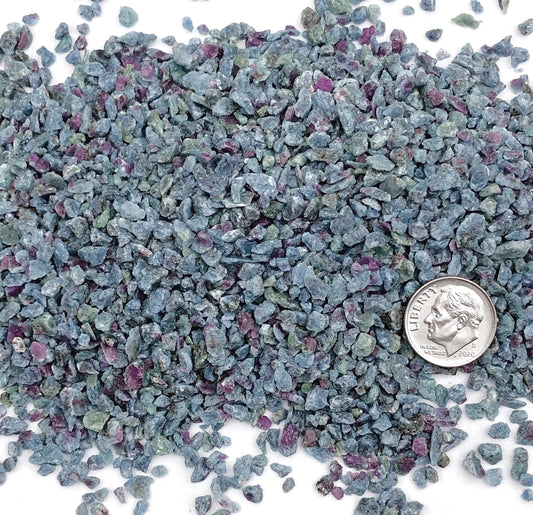 Crushed Blue Kyanite and Ruby in Matrix from India, Coarse Crush, Gravel Size, 4mm - 2mm