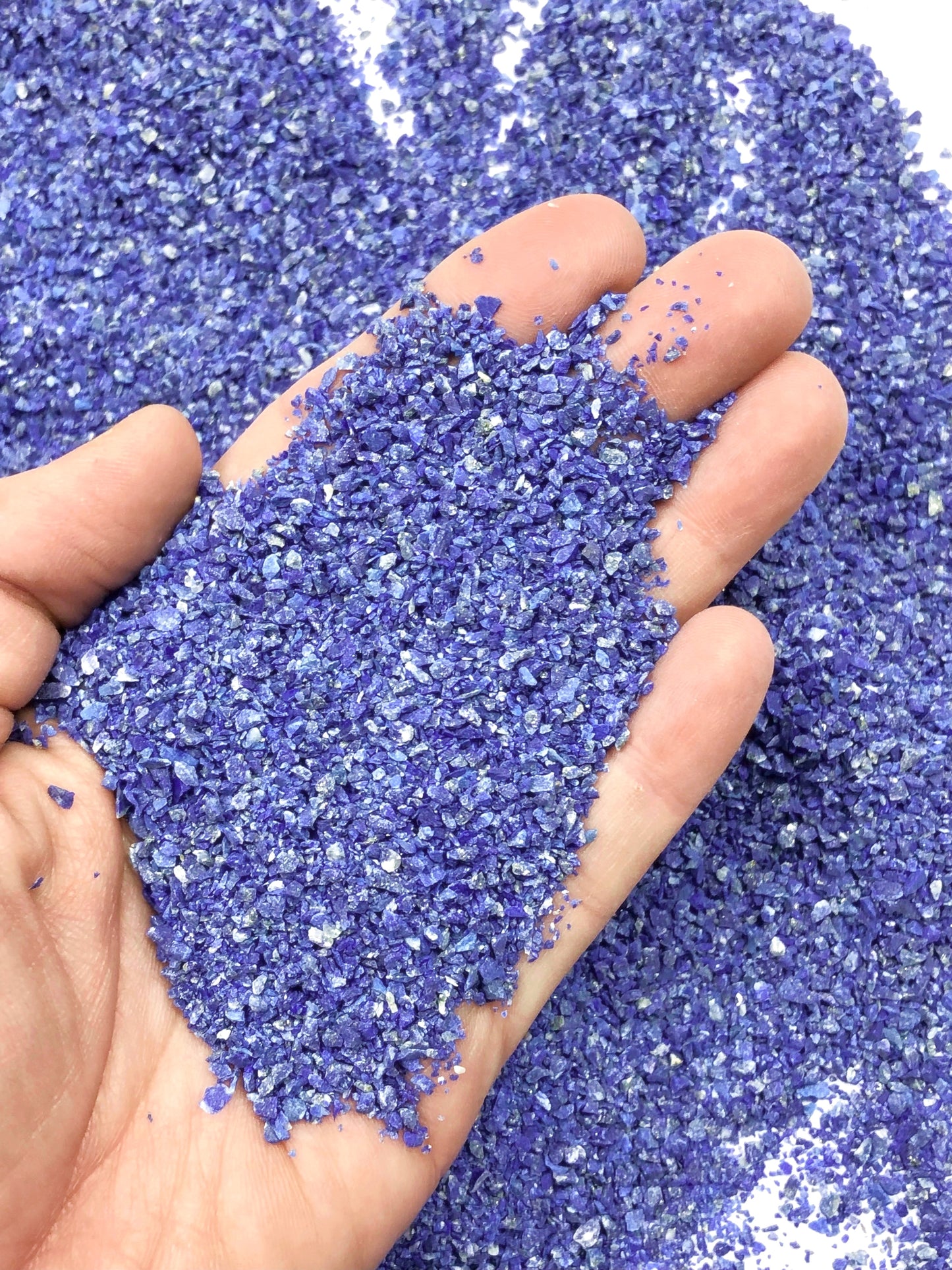 Crushed Royal Blue Lapis Lazuli (Grade AAA) from Afghanistan, Medium Crush, Sand Size, 2mm - 0.25mm
