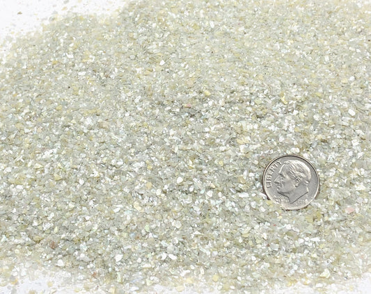 Crushed Silver Mother of Pearl, Medium Crush, Sand Size, 2mm - 0.25mm