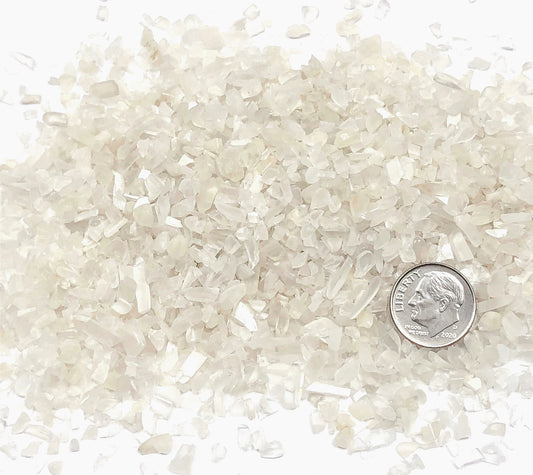 Crushed Creamy White Moonstone (Grade A) from India, Coarse Crush, Gravel Size, 4mm - 2mm