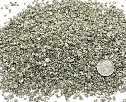 Crushed Silvery-Gold Cocada Pyrite (Grade A) from Peru, Coarse Crush, Gravel Size, 4mm - 2mm