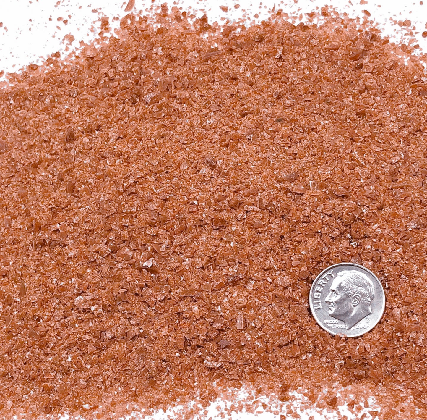 Crushed Red Goldstone (Synthetic), Glittering Glass, Medium Crush, Sand Size, 2mm - 0.25mm