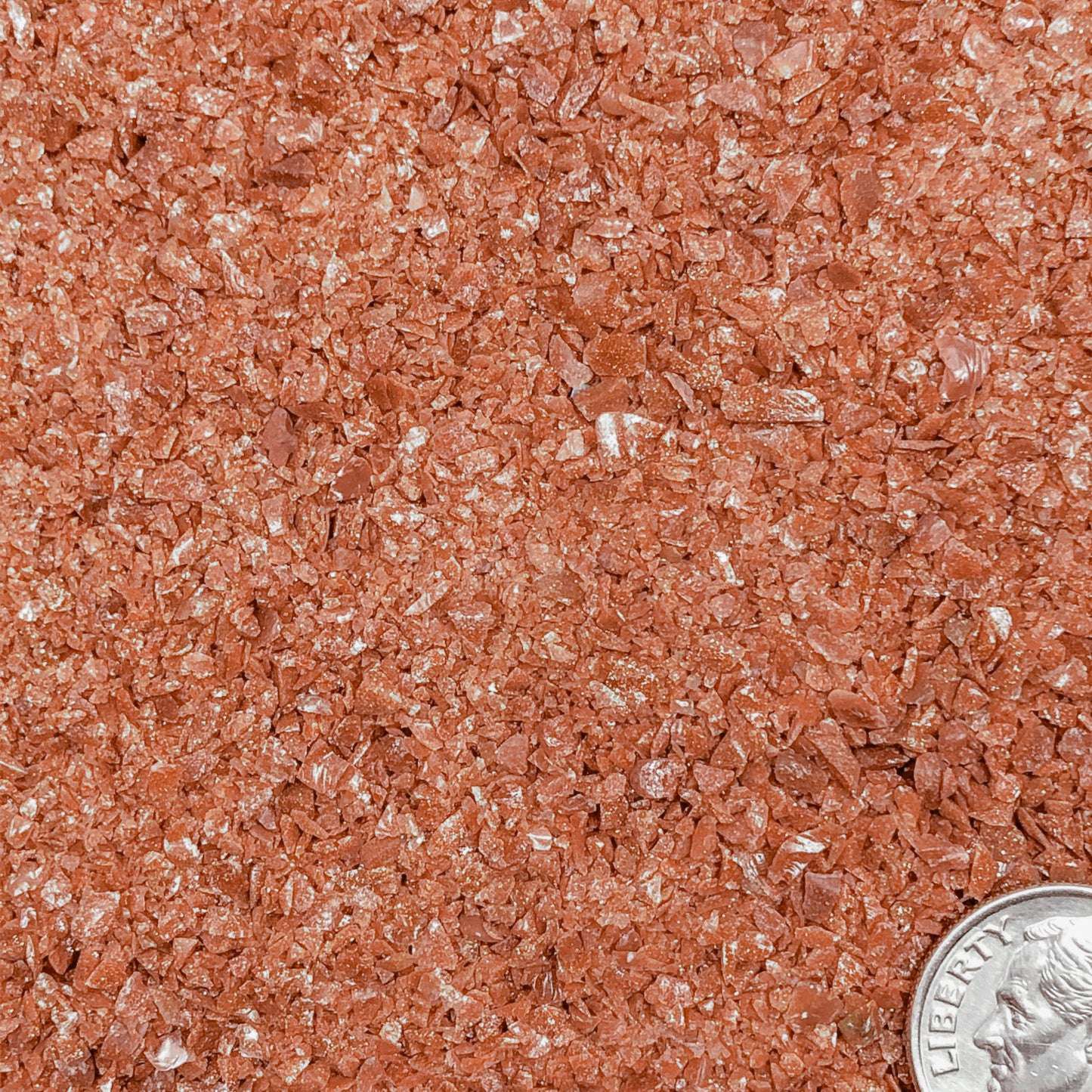 Crushed Red Goldstone (Synthetic), Glittering Glass, Medium Crush, Sand Size, 2mm - 0.25mm