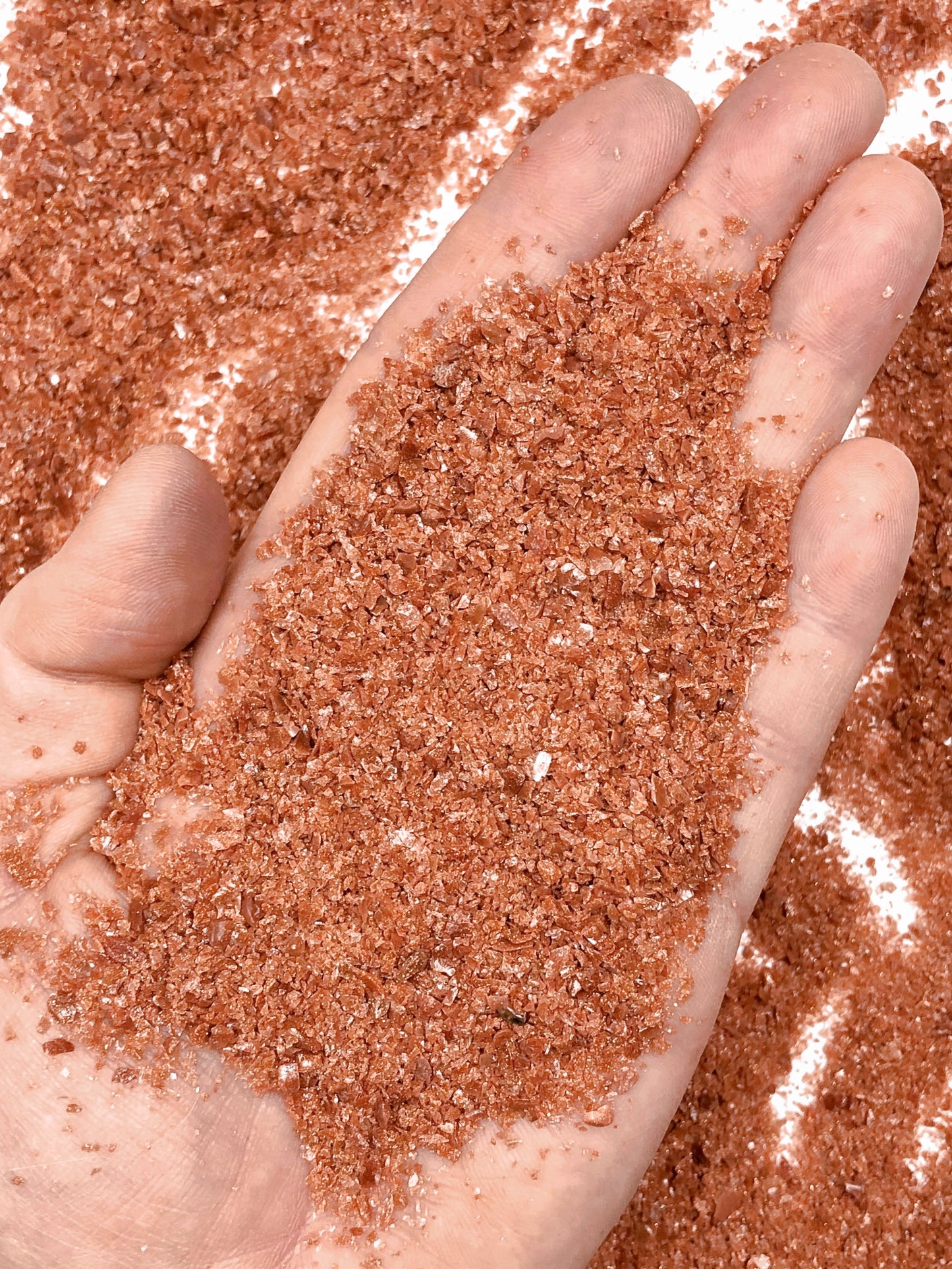 Crushed Red Goldstone (Synthetic), Glittering Glass, Medium Crush, Sand Size, 2mm - 0.25mm