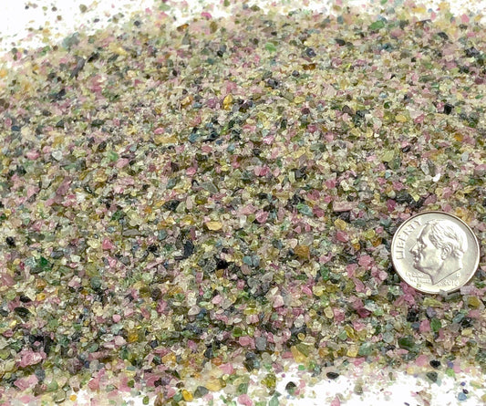 Crushed Rainbow Tourmaline from Brazil, Medium Crush, Sand Size, 2mm - 0.25mm