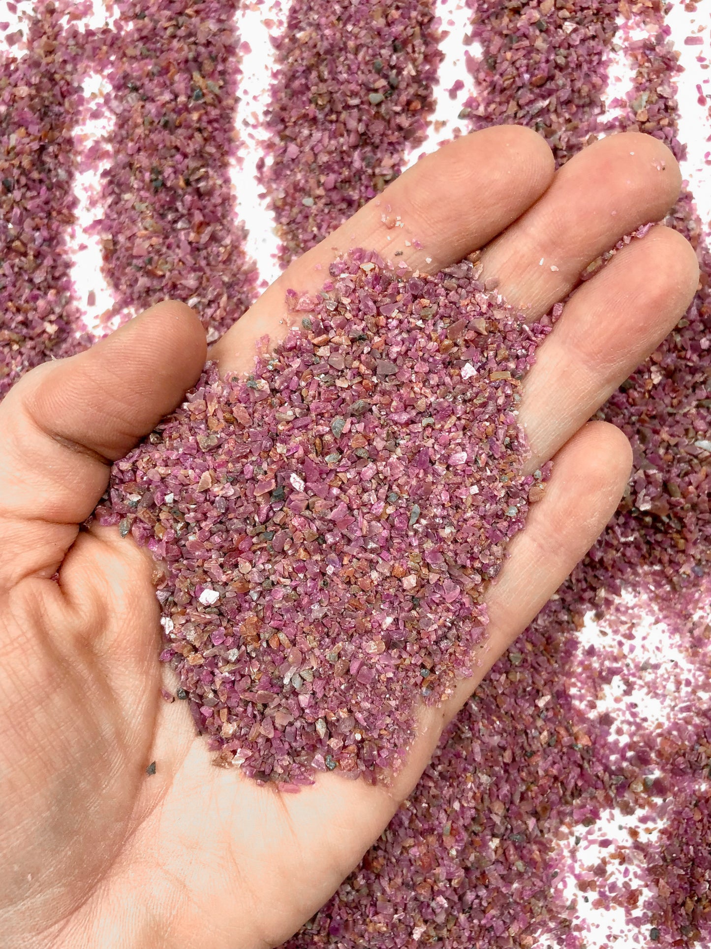 Crushed Ruby (Corundum) from India, Medium Crush, Sand Size, 2mm - 0.25mm