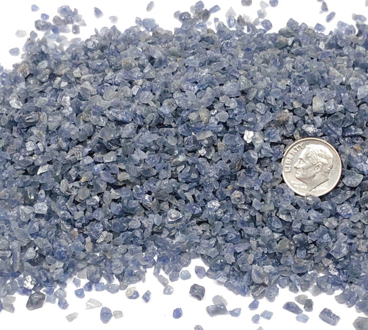 Crushed Blue Sapphire (Corundum) from Sri Lanka, Coarse Crush, Gravel Size, 4mm - 2mm