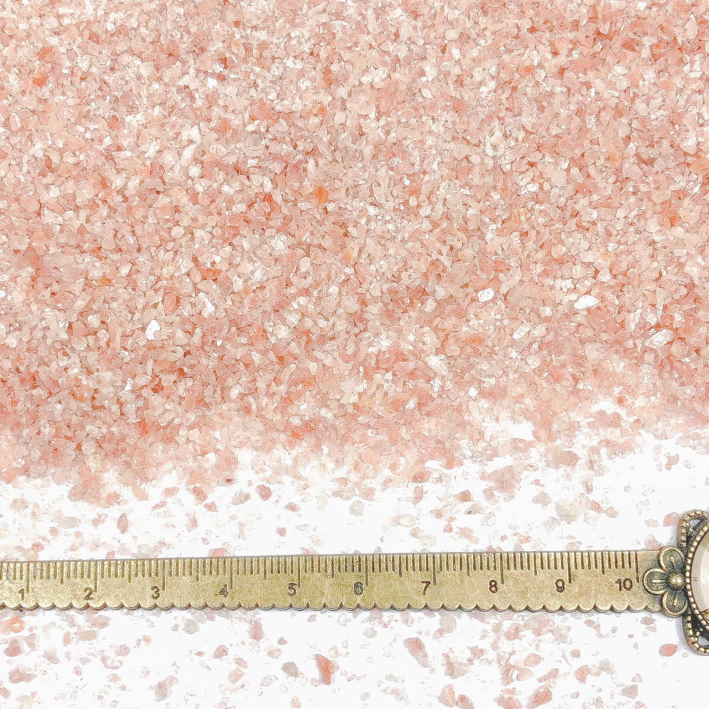 Crushed Peach Sunstone from India, Medium Crush, Sand Size, 2mm - 0.25mm