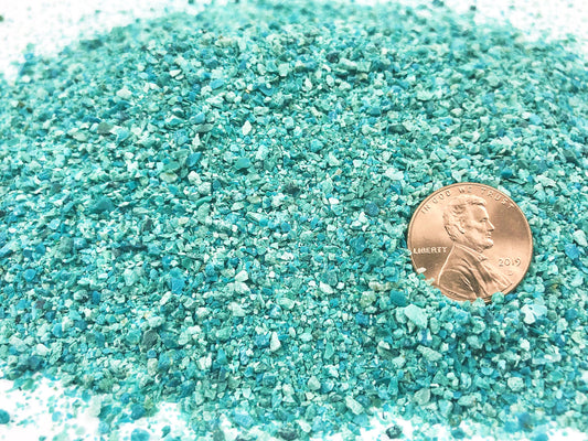 Crushed Mixed Blue-Green Chrysocolla from Peru, Medium Crush, Sand Size, 2mm - 0.25mm