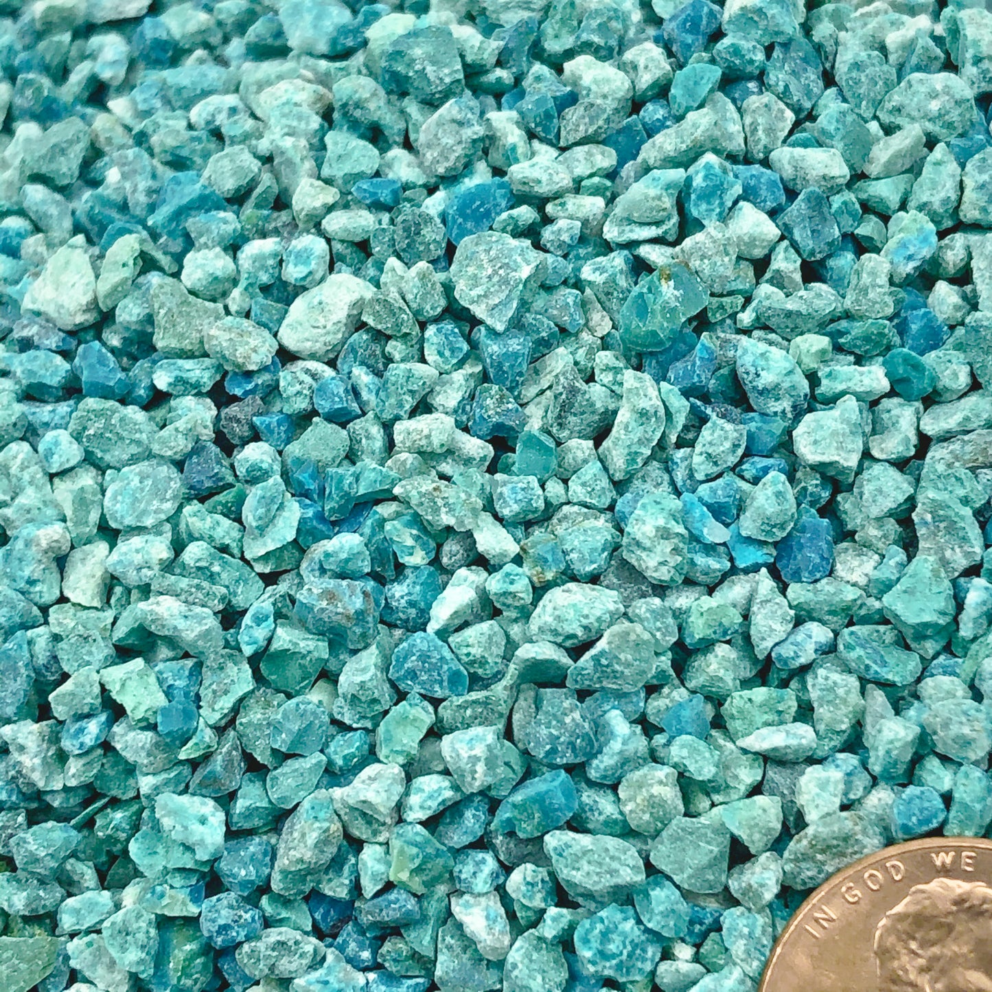 Crushed Mixed Blue-Green Chrysocolla from Peru, Coarse Crush, Gravel Size, 4mm - 2mm
