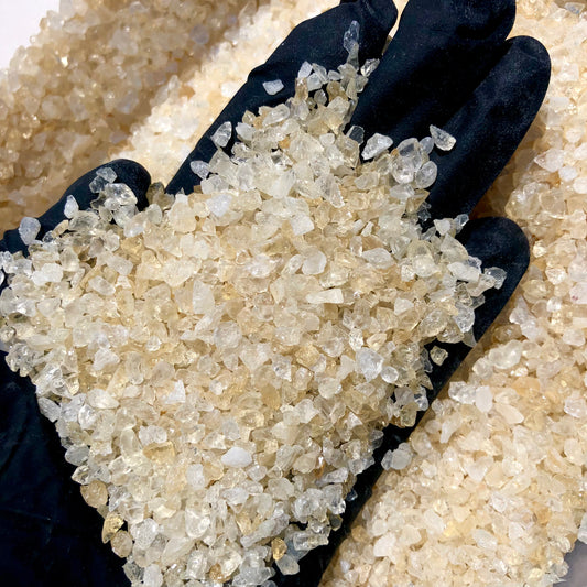 Crushed Golden Citrine Chips (Grade A) from Brazil, Pea-Sized Gravel (2mm-4mm)