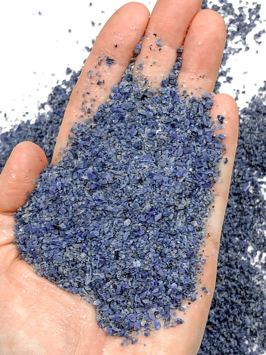 Crushed Denim-Blue Dumortierite from Mozambique, Medium Crush, Sand Size, 2mm - 0.25mm