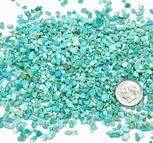 Crushed Blue-Green Fox Turquoise from Nevada, Coarse Crush, Gravel Size, 4mm - 2mm
