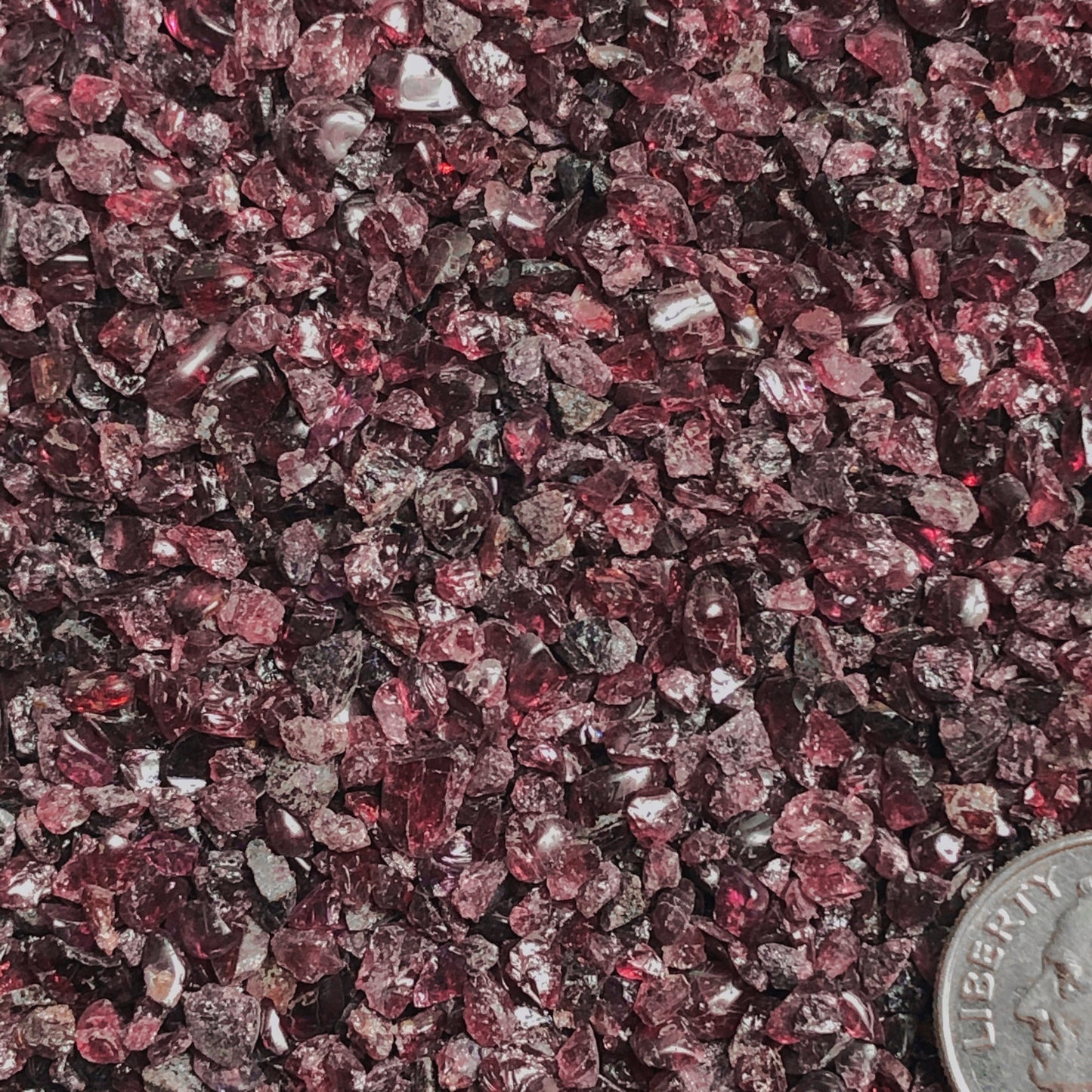 Crushed Deep Red Garnet from India, Coarse Crush, Gravel Size, 4mm - 2mm