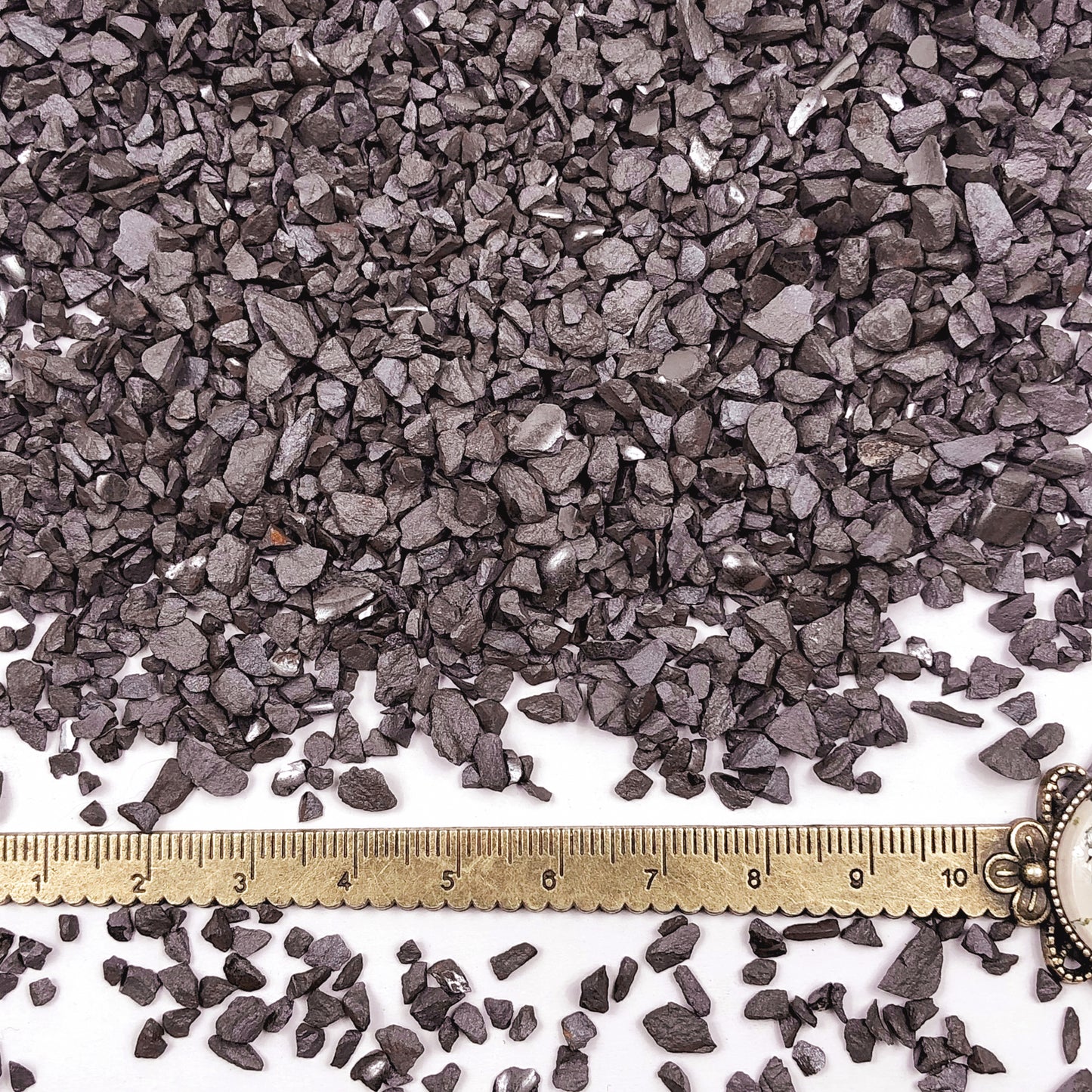 Crushed Metallic Dark-Gray Hematite from Brazil, Coarse Crush, Gravel Size, 4mm - 2mm