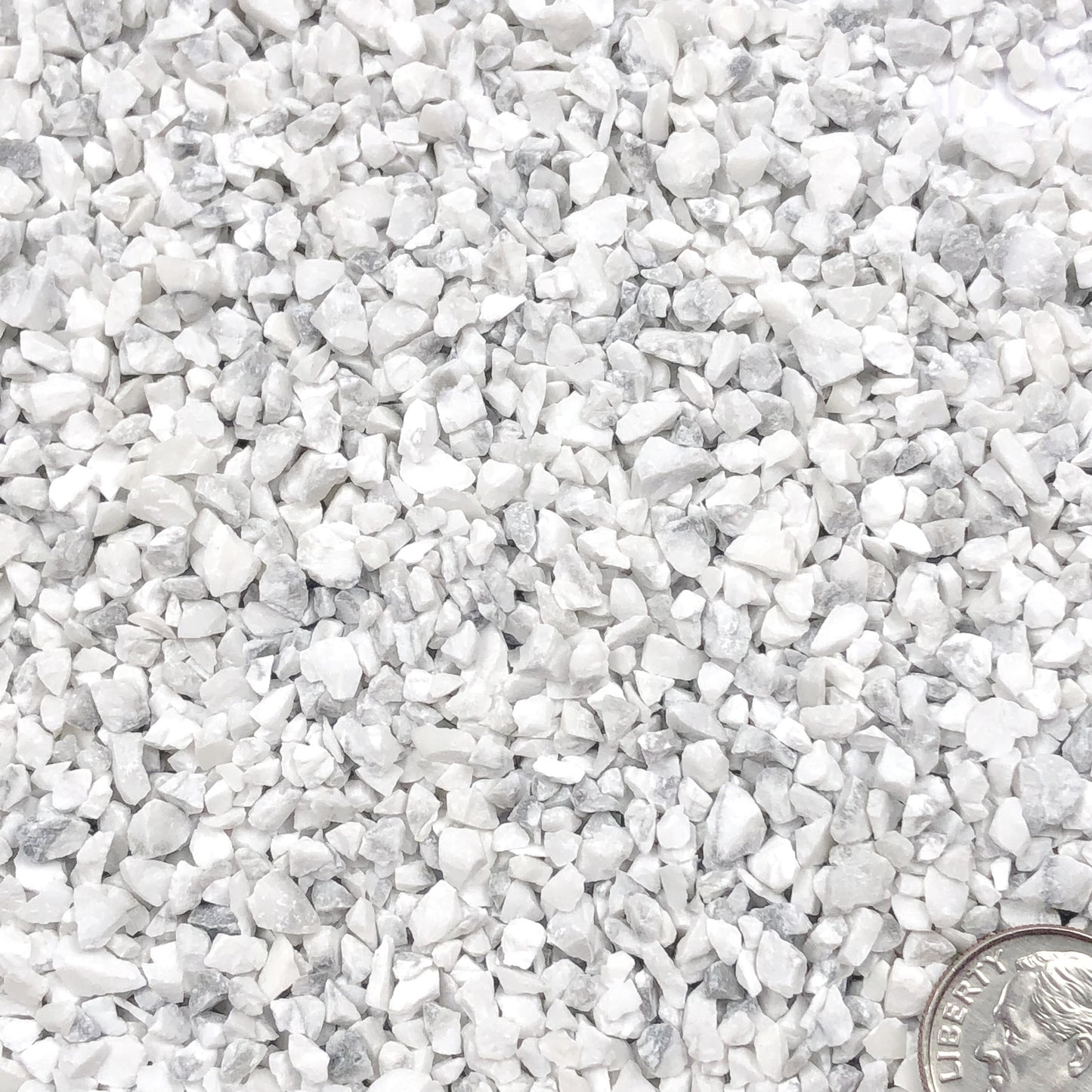 Crushed White Howlite from Zimbabwe, Coarse Crush, Gravel Size, 4mm - 2mm
