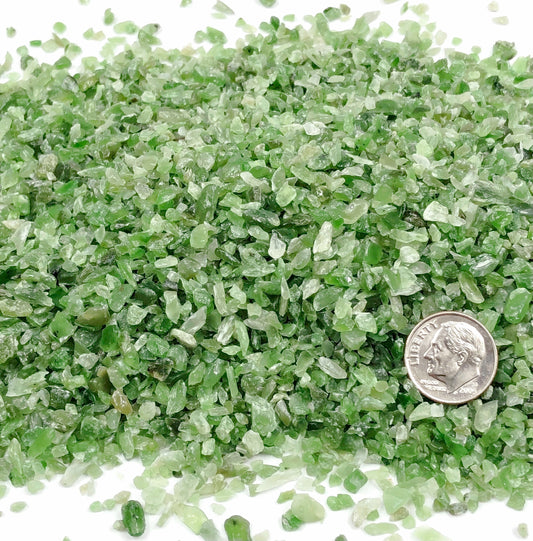 Crushed Green Nephrite Jade from China, Coarse Crush, Gravel Size, 4mm - 2mm