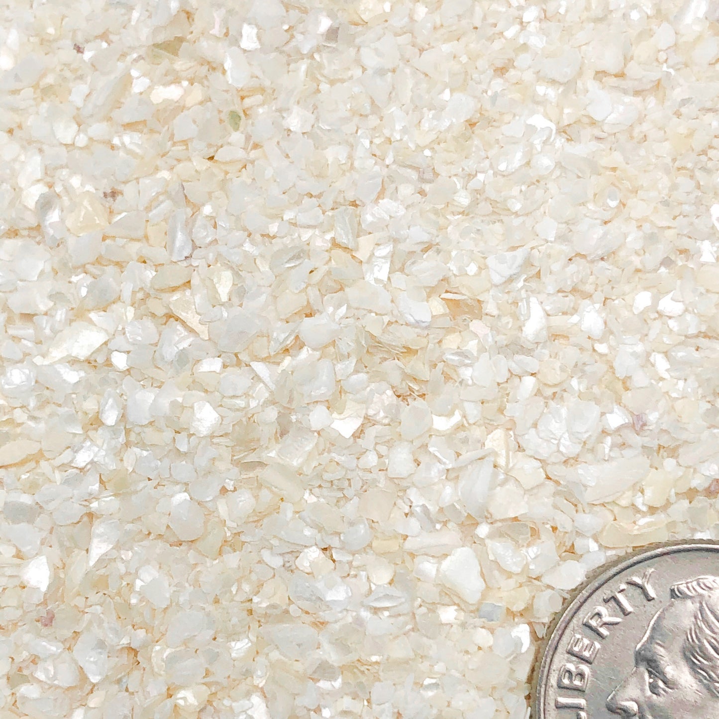 Crushed Creamy White Mother of Pearl, Medium Crush, Sand Size, 2mm - 0.25mm