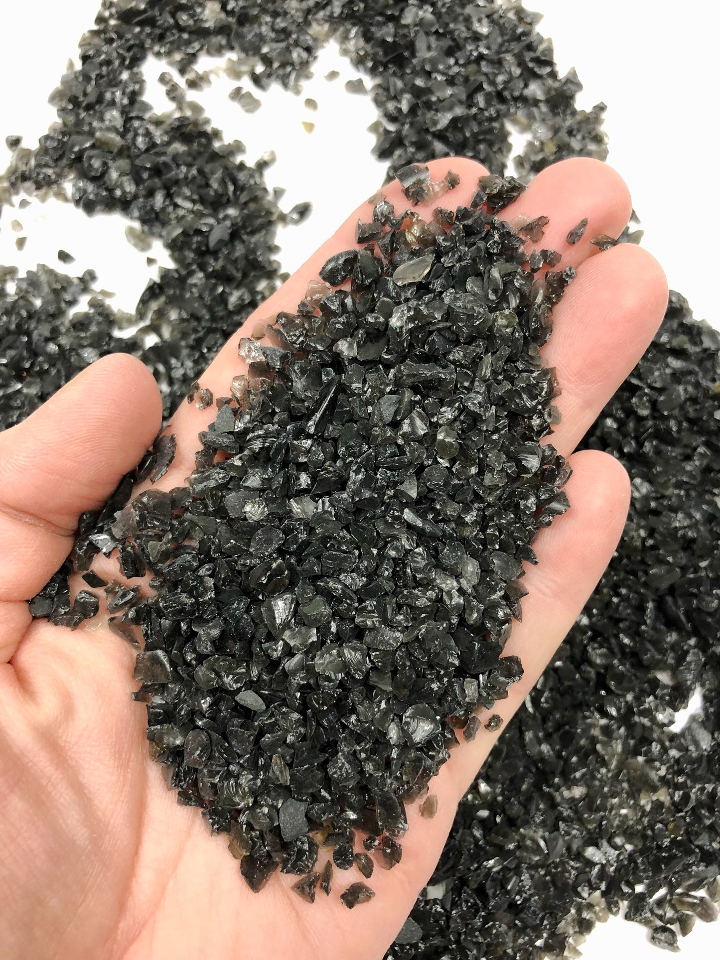 Crushed Black Obsidian from Mexico, Coarse Crush, Gravel Size, 4mm - 2mm