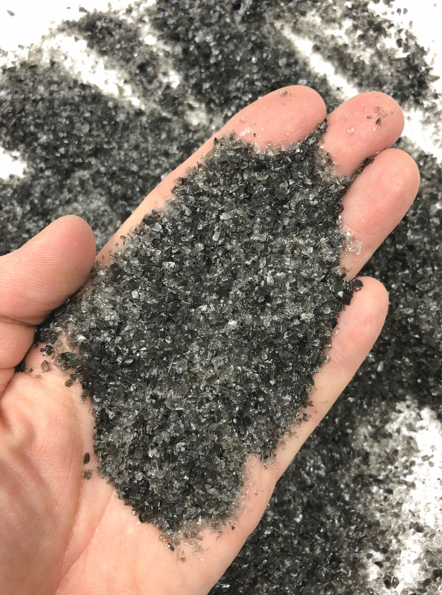 Crushed Black Obsidian from Mexico, Medium Crush, Sand Size, 2mm - 0.25mm