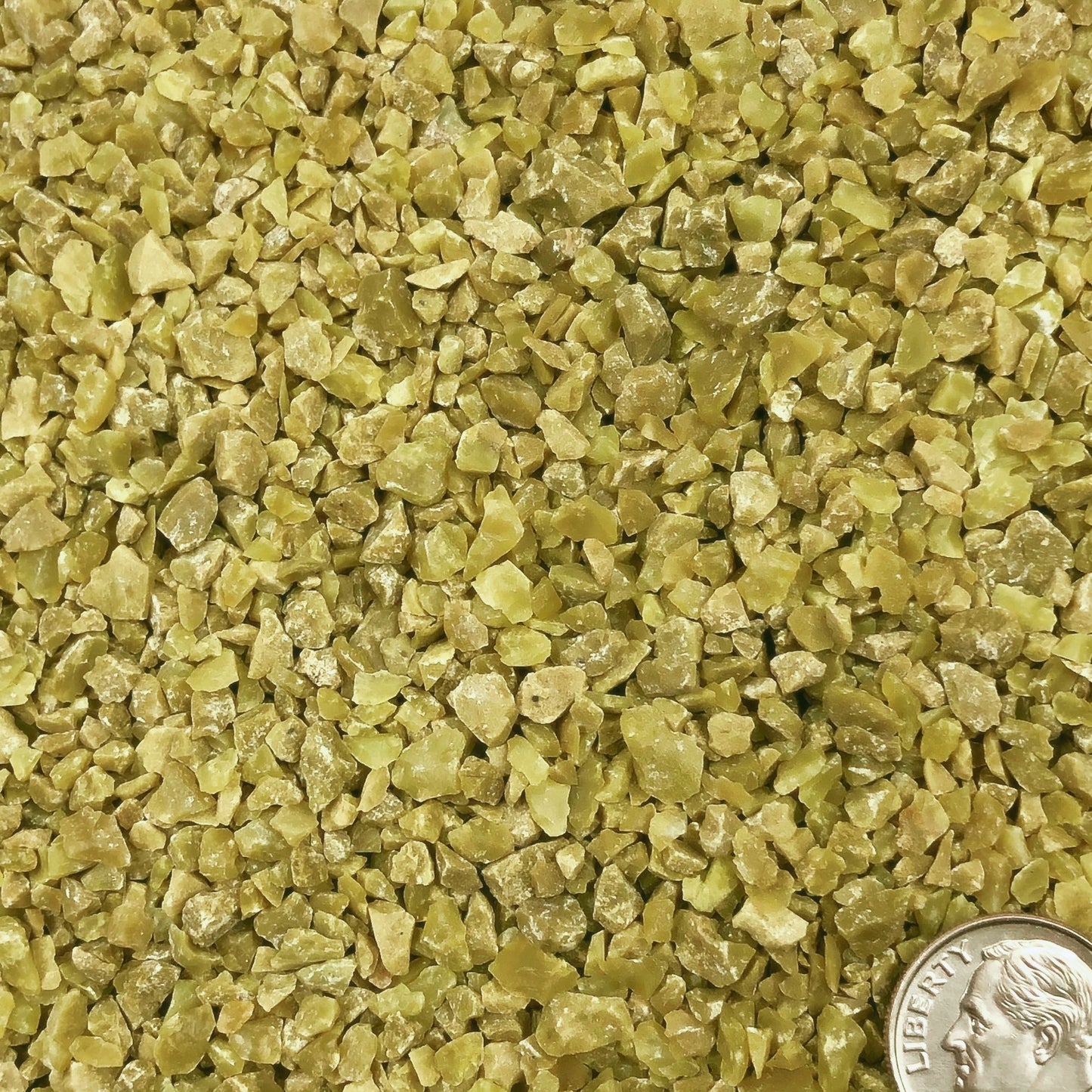 Crushed Olive-Green Opal from Madagascar, Coarse Crush, Gravel Size, 4mm - 2mm